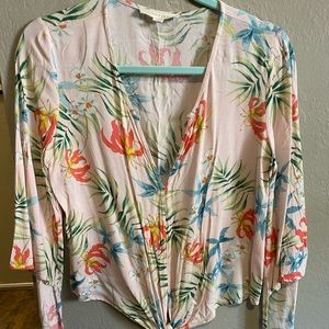 Floral tie up shirt